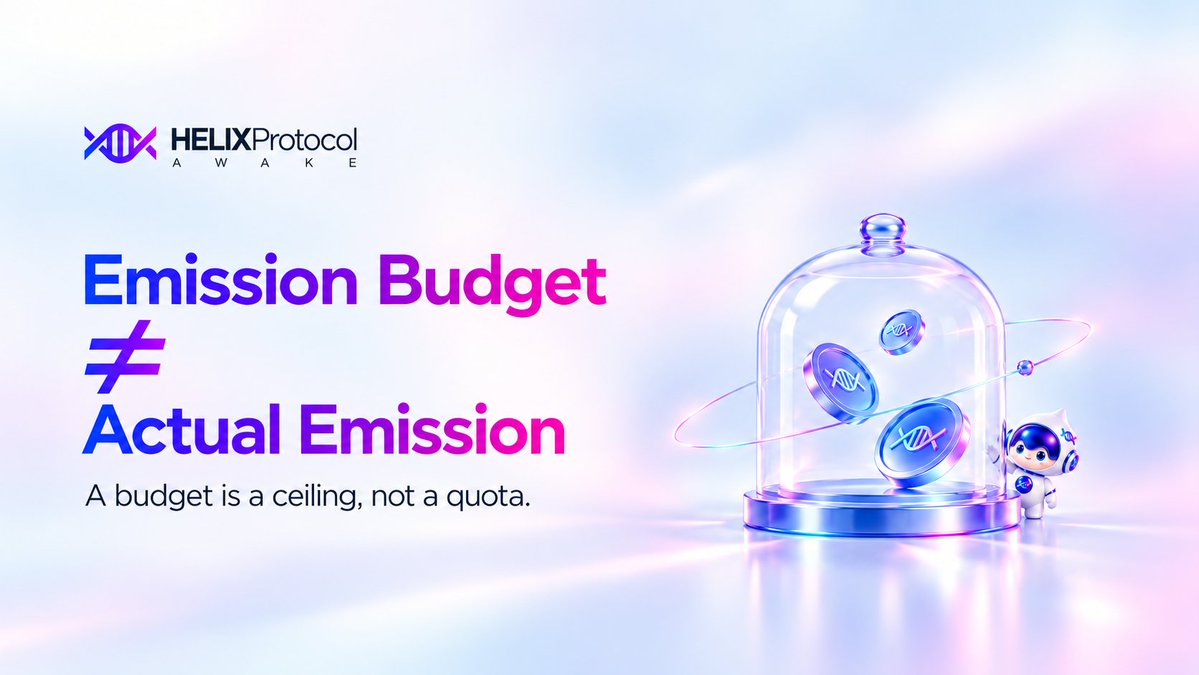 AWAKEHELIX's tweet photo. 📊 An emission budget should be a ceiling, not a quota.

If the system cannot efficiently absorb more economic load…

Why force more emissions into the market?

Emission Budget ≠ Actual Emission

HELIX is built around bounded, adaptive emission. 🌀

#HELIXProtocol #Tokenomics #DeFi #AiLGNS