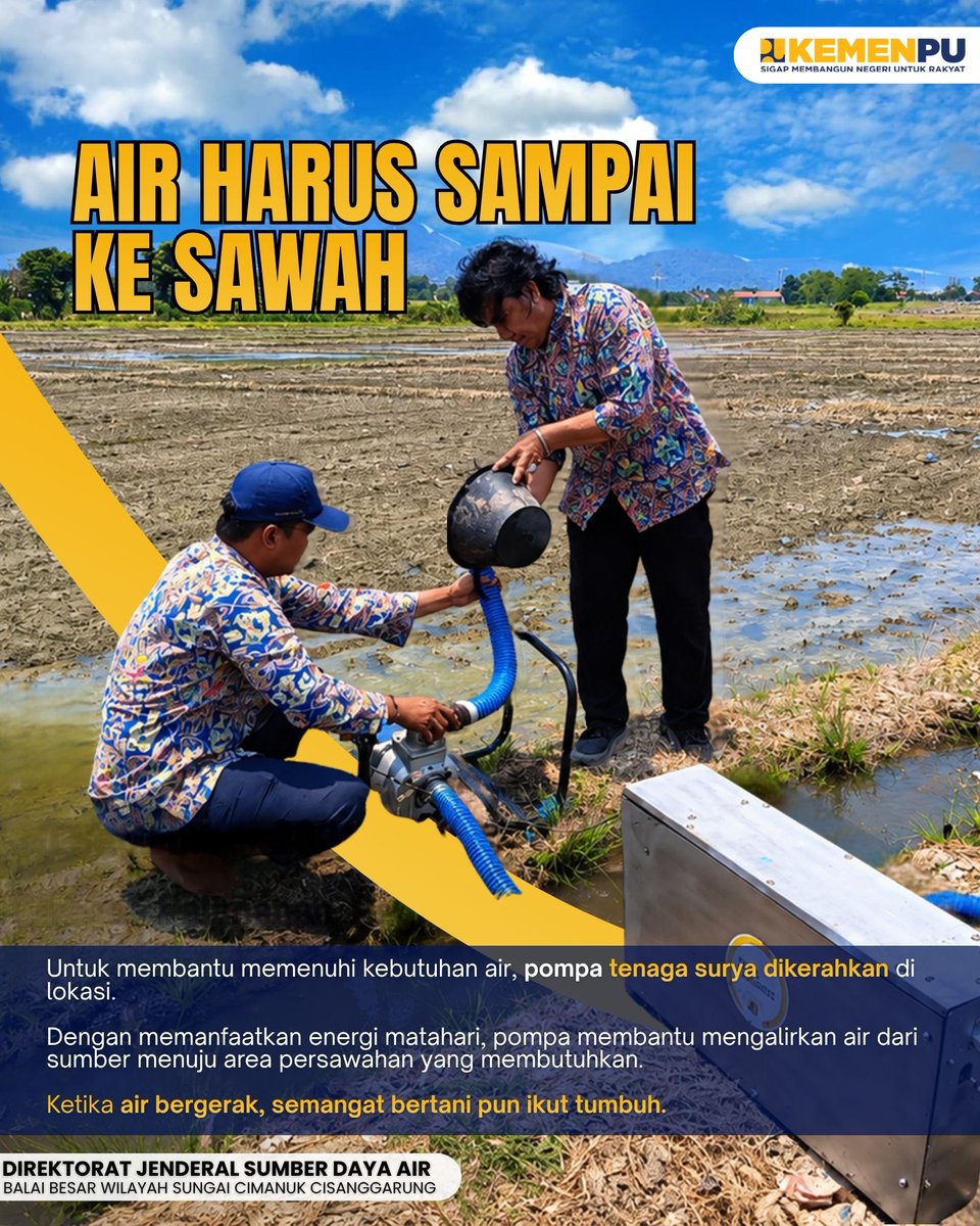 BBWSCimanuk's tweet photo. Sobat Cimancis sekitar 3 hektar sawah di Desa Pegagan, Kecamatan Palimanan, Kabupaten Cirebon, kembali mendapatkan pasolan air melalui pengoprasian mesin pompa portable tenaga surya.

#sigapmembangunnegeriuntukrakyat
#mengelolaairuntuknegeri
#airuntukpertanian
#panencirebon https://t.co/Tlh7evRs2b