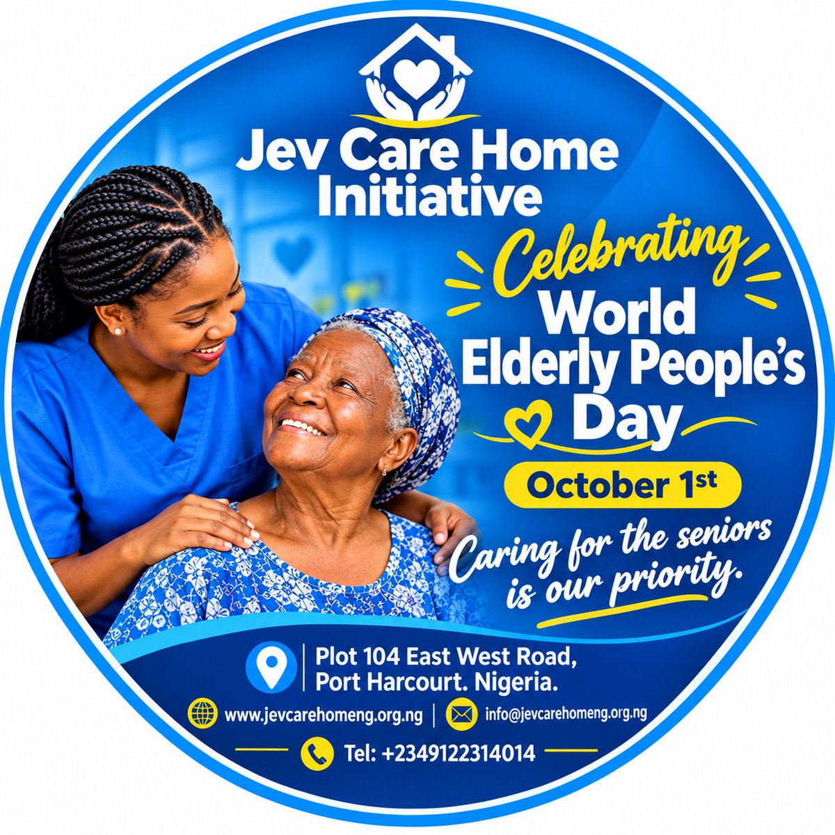 jevcarehome's tweet photo. Today 1st October 2026, Jev Care Home Initiative is celebrating Jev Care seniors and all the elderly people all over the world 🌍🌍. This is because the Aged are dear to our hearts. May God continue to strengthen them🙏🙏. Loads of love to our seniors 💕💕💕💕 
#1stOctober https://t.co/Pe8f8ZLrDj
