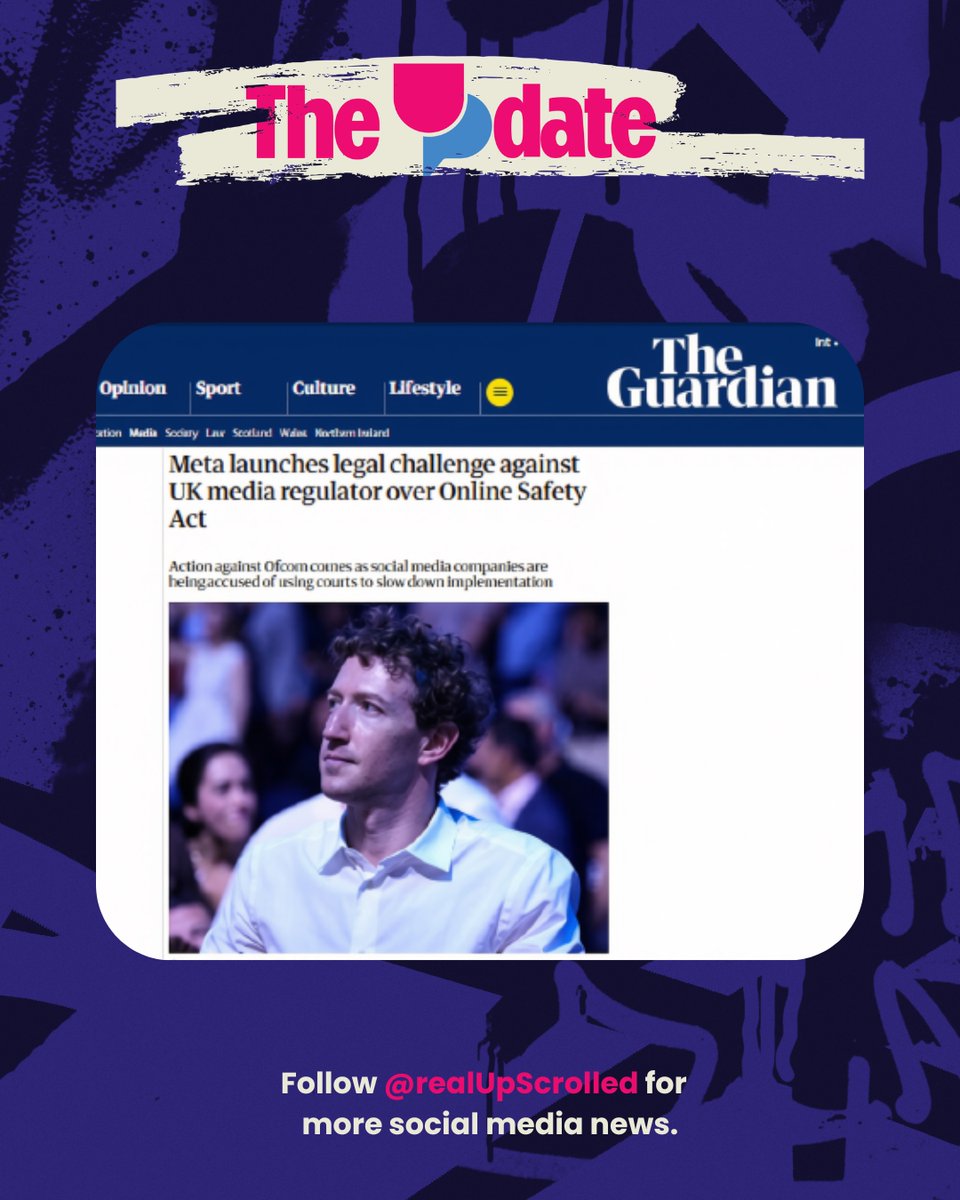realUpScrolled's tweet photo. The UPdate: Meta takes on UK regulator, again.

Meta is challenging Ofcom's decision to place WhatsApp and Instagram under extra Online Safety Act duties, like more transparency and user controls.

#UpScrolled #TheUPdate https://t.co/8vsYXmEjog