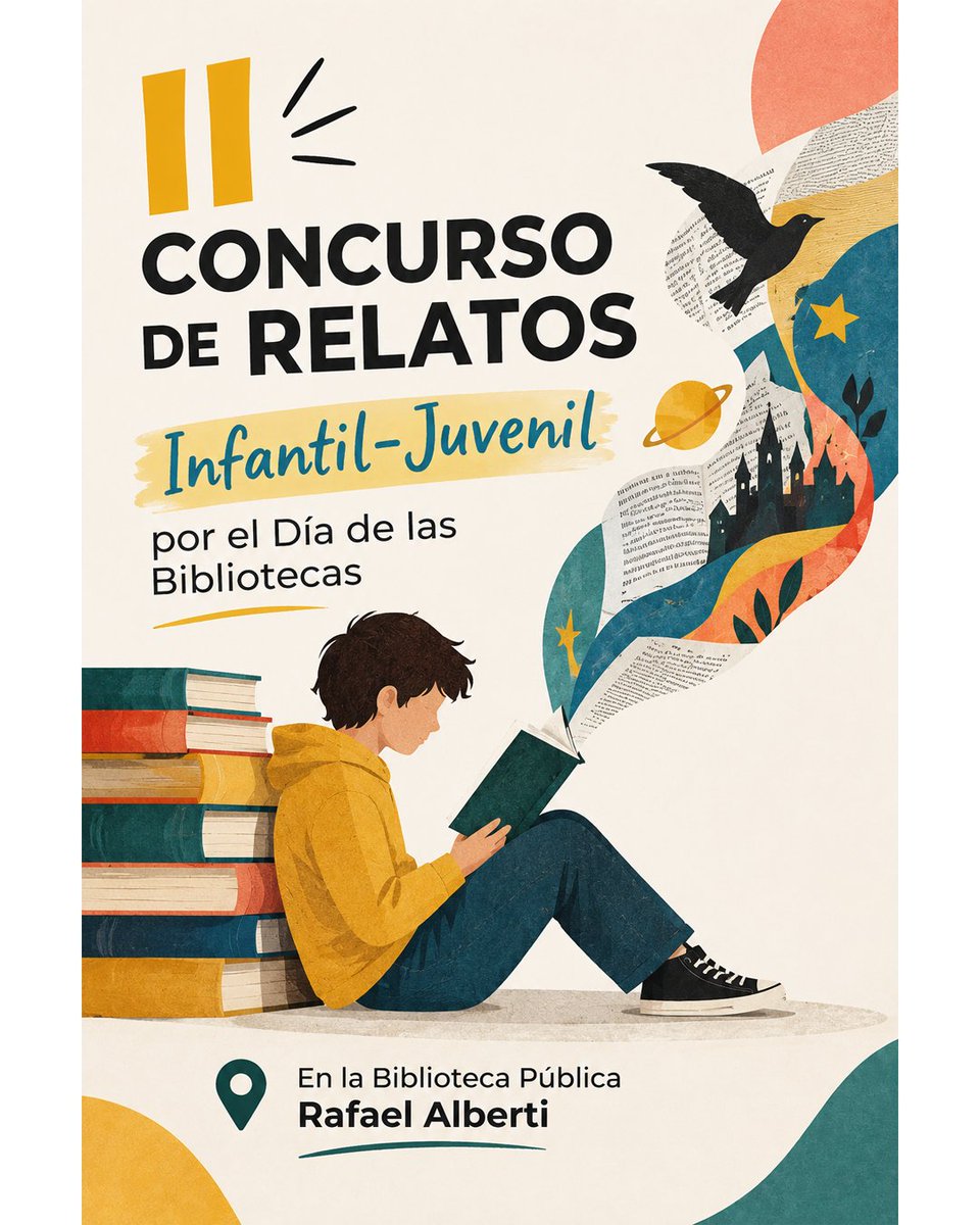 LibrosCMadrid's tweet photo. Con motivo del Día de las Bibliotecas (24 de octubre), la Biblioteca "Rafael Alberti" organiza el II Concurso Infantil-Juvenil de Relatos bajo el lema "Historias que se escapan de las estanterías".

👉Bases e info: https://t.co/Iq8x0swZXS

#BibliotecasCM https://t.co/LzA0OWfMRA