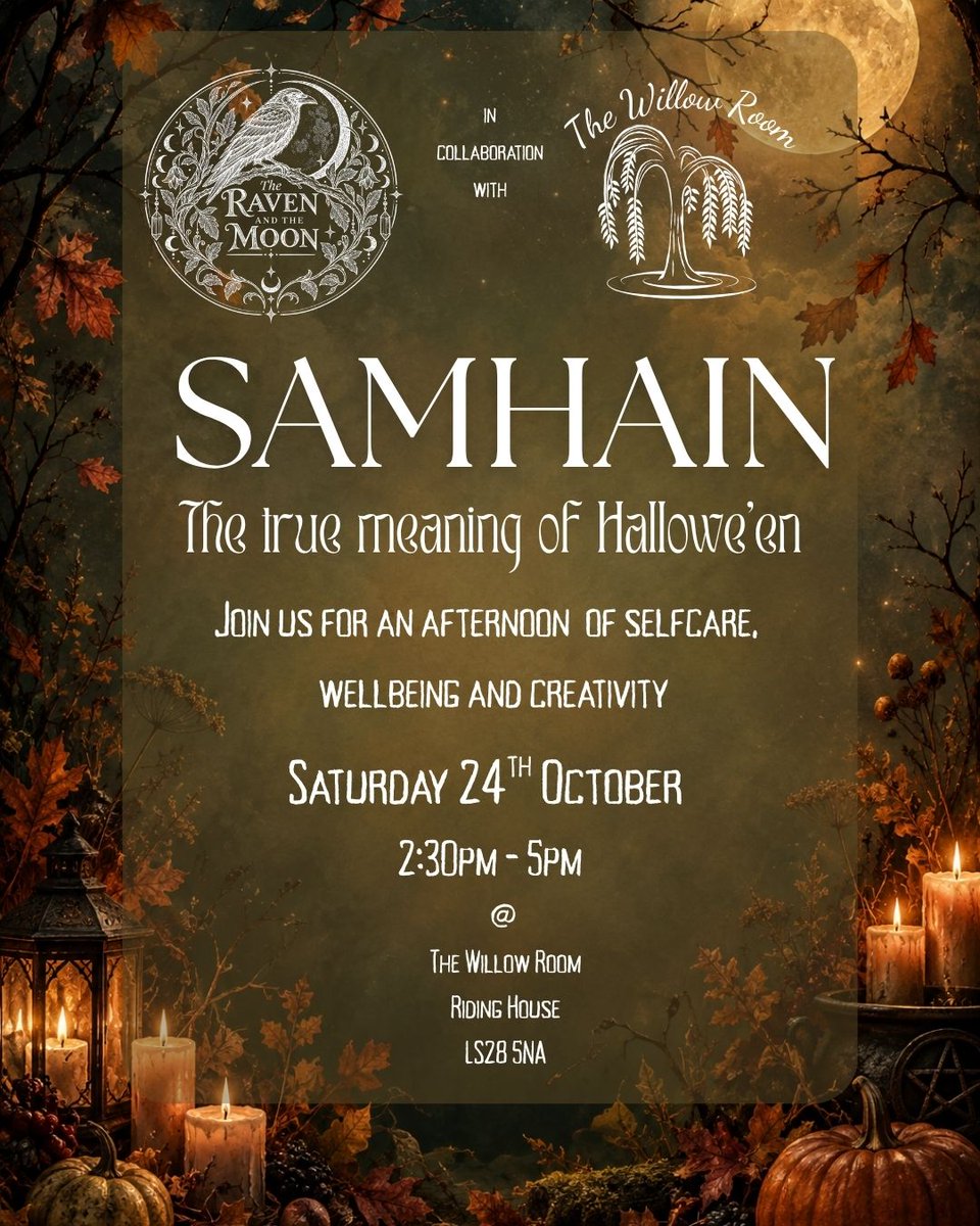 wherecanwego's tweet photo. Samhain - The True Meaning of Hallowe'en.
The Willow Room, Riding House, Cape Mills, Farsley, Leeds, West Yorkshire Saturday 24 October
https://t.co/eVT1gMAIhZ
#wherecanwego #localevents #whatson #freeadvertising #ukevents #westyorkshire https://t.co/GHB4zRAS7g