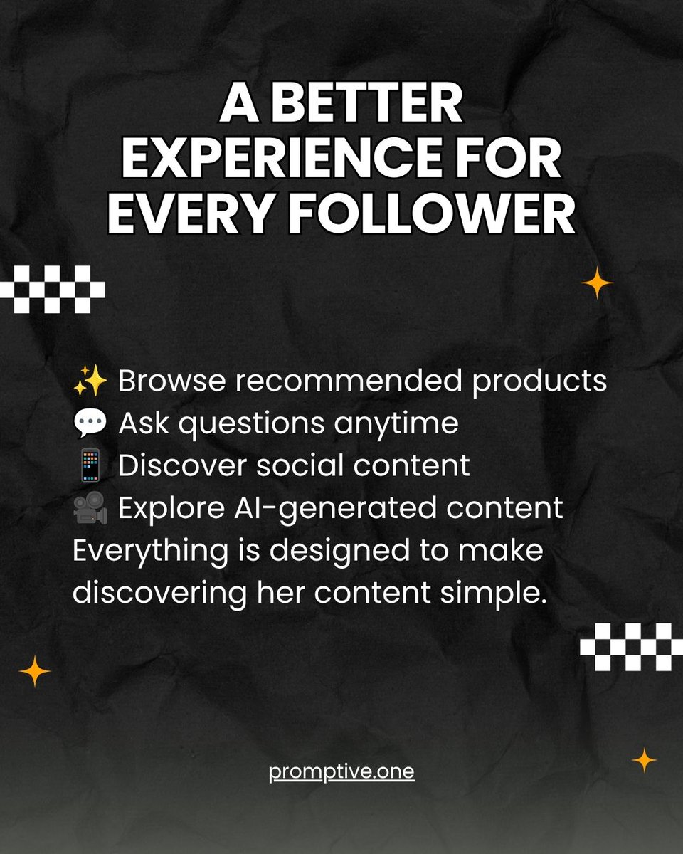 PromptiveOne's tweet photo. Meet Adriana. ✨ She’s exploring a new way to share her favorite finds, ideas, and recommendations with her audience.

Promptive turns her story into an AI experience where people can ask questions, discover what she loves, and keep the conversation going.

The AI that tells your story.

#MyAIAgent #PromptiveAI #AITellsYourStory #AIAgent #CommunityBuilding