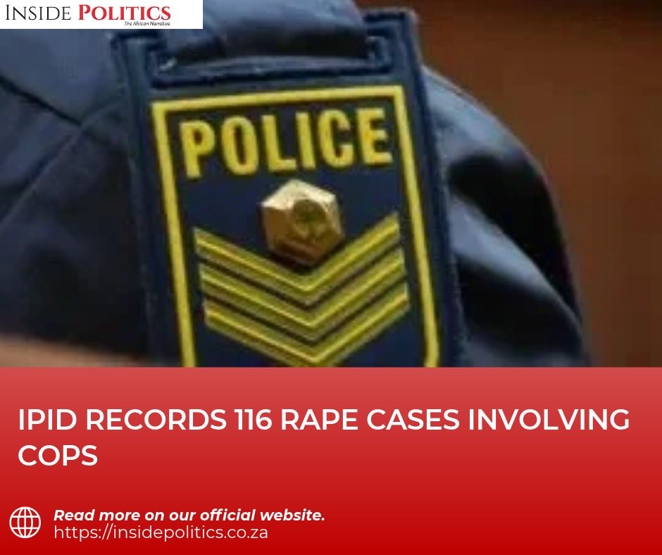 InsidePoliticSA's tweet photo. #IPID registered 116 rape cases involving police officers in 2025/26, including 72 allegedly committed while officers were on duty. The watchdog recorded 332 #GBVF cases and 5,259 alleged police misconduct cases overall.
Read more: https://t.co/vV4cDqn3cS
#IPID #SAPS #GBVF https://t.co/q7daDtUkx0
