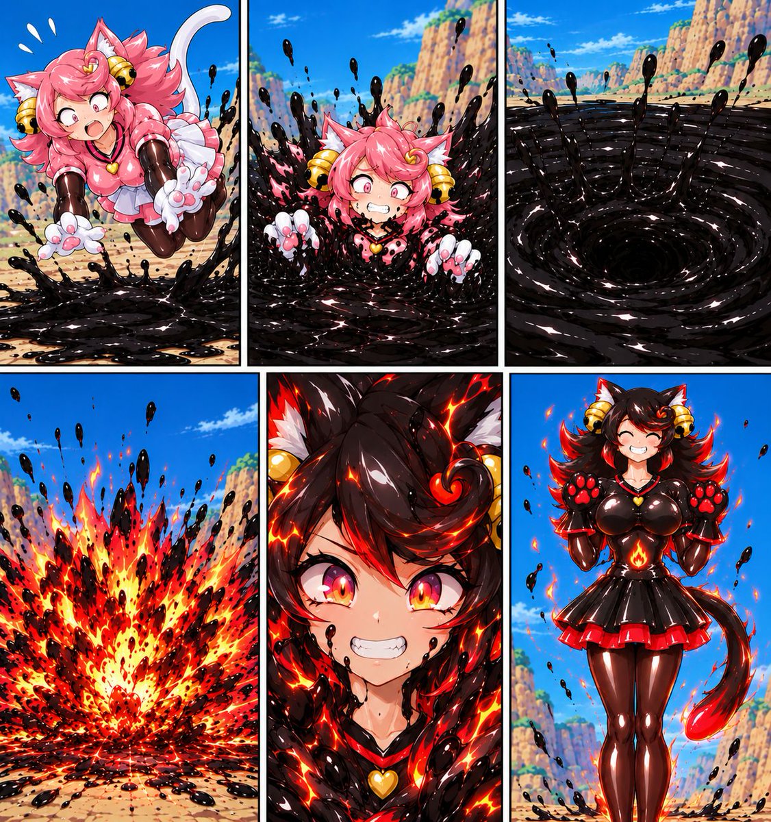 InfernalDesyres's tweet photo. "Whaa-- Mew #2 was j-just looking for mew #1..! but Mew fell in this sticky stuff--!!

Mew's st-stuck--!! Aa-aahh--

[BANG]

W-woah.. Mew feels different.. Mew feels.. hot! mew~!" https://t.co/xpi8O8Mfbp