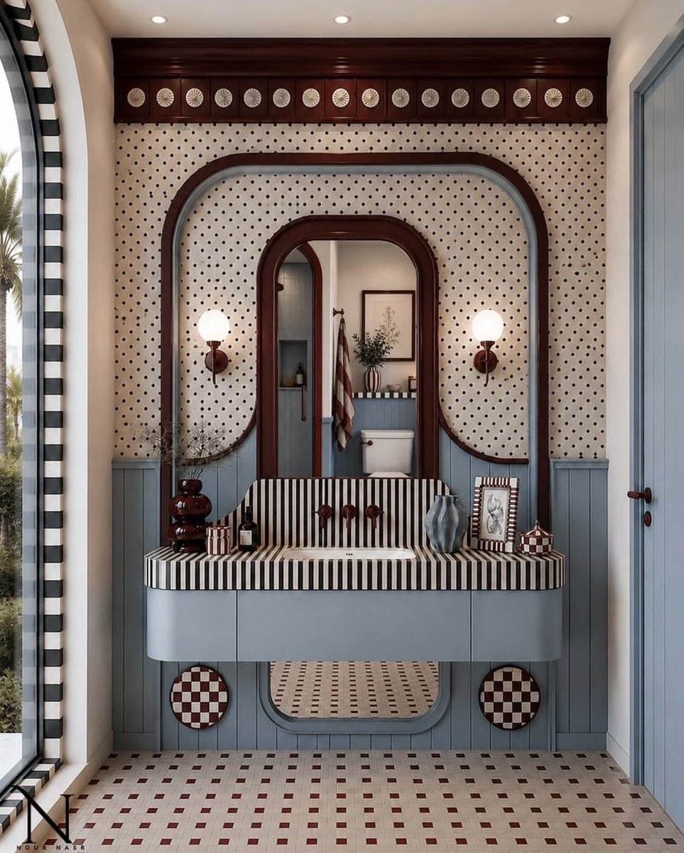 CelesteRin1411's tweet photo. Retro &amp; Quirky Small Bathroom Vibes https://t.co/P761CzgY3c