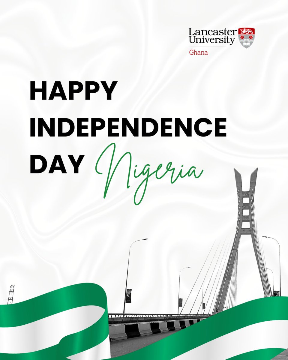 LancasterGhana's tweet photo. Celebrating Nigeria at 66!
Today, we celebrate the people, culture, resilience and ambition that make Nigeria unique. Proud to welcome and support Nigerian students at Lancaster University Ghana.
#HappyIndependenceDay, Nigeria!
#LUG #LancasterUniversityGhana https://t.co/Vkl3sDR5WD