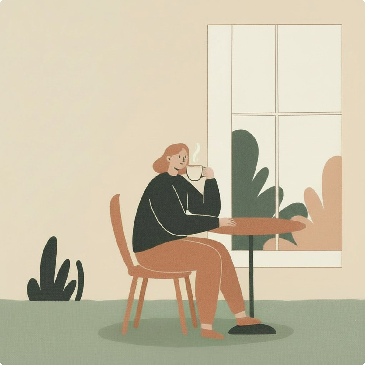 ensuesoft's tweet photo. Slow Morning
A small editorial illustration inspired by quiet coffee moments, warm sunlight, and everyday comfort.
Exploring organic shapes, earthy colors, and simple character details.
#Illustration #CharacterDesign #DigitalIllustration #Figma #Ensuesoft https://t.co/F87nob9wzx