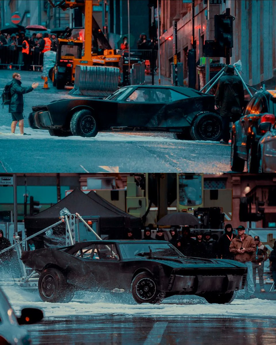 ArmazaPercy's tweet photo. BATMAN: PART 2 GETS NEW IMAGES! Filming continues in Glasgow, Scotland, with fresh behind-the-scenes photos featuring the Batmobile in detail. The sequel promises to be darker, more intense, and full of surprises. https://t.co/oXoP877mDU