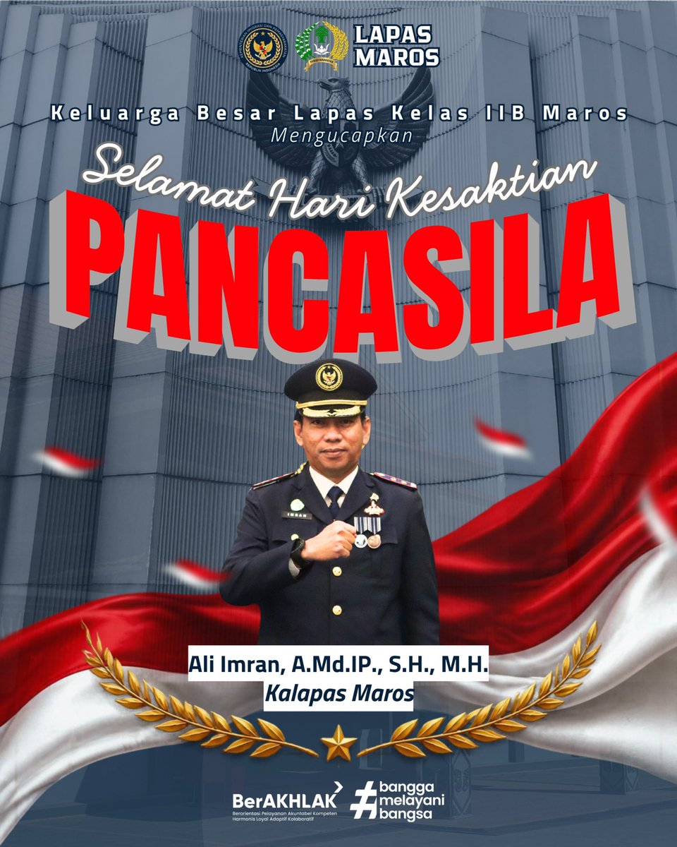 HumasLapasMaros's tweet photo. SELAMAT HARI KESAKTIAN PANCASILA PANCASILA TANGGUH, INDONESIA MAJU 🇮🇩✨ https://t.co/1zUMdyIxaA