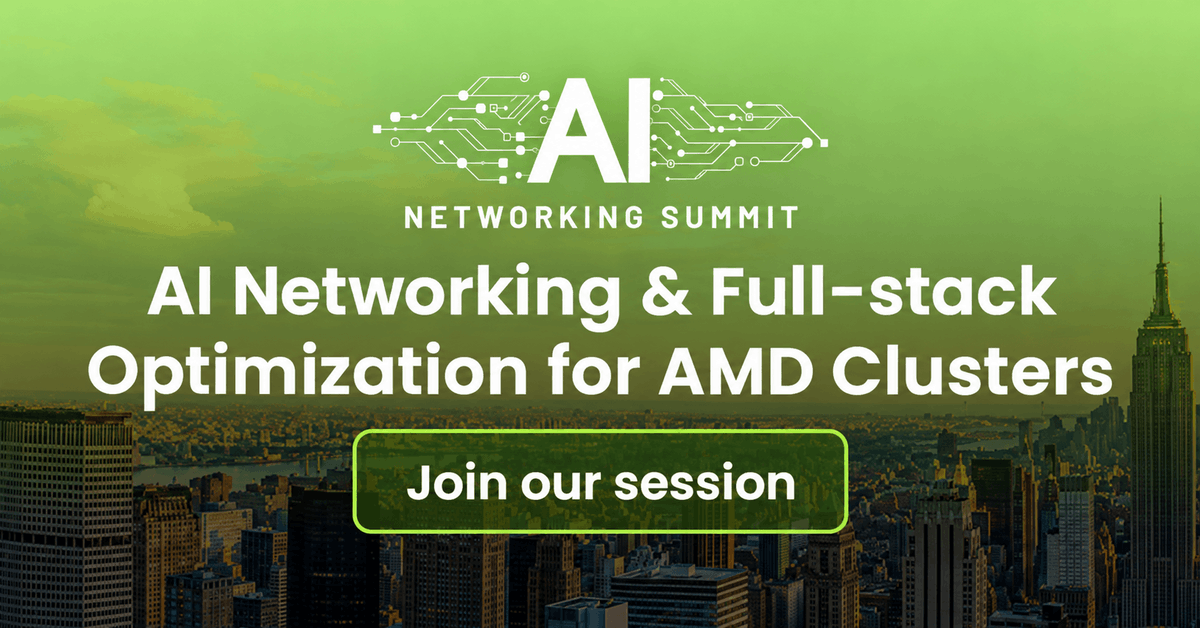 drivenets's tweet photo. Join our session!

AI Networking & Full-stack Optimization for AMD Clusters

In this session, DriveNets' Shai Haim explores how full-stack optimization across compute, networking, and software can unlock higher GPU utilization, faster training, and more predictable performance in @AMD -based AI clusters.

You will learn practical design principles for building high-performance Ethernet fabrics, reducing bottlenecks, and optimizing the complete AI stack, from GPU communication to cluster-scale architecture.

https://t.co/hL3kO3d2Yd

Come by our booth at the @ONUG_ AI Networking Summit and talk to our AI infrastructure experts