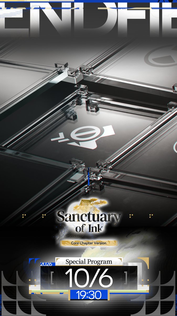 AKEndfield's tweet photo. A corrupting hue of indigo stains this land ... a spark remains, waiting to ignite once more.

Arknights: Endfield Core Chapter [Sanctuary of Ink] Version Preview Special Program goes live on October 6 at 19:30 (UTC+8).

Watch live at YouTube >> https://t.co/RJjx0rE7qH

#ArknightsEndfield #Endfield #SanctuaryOfInk