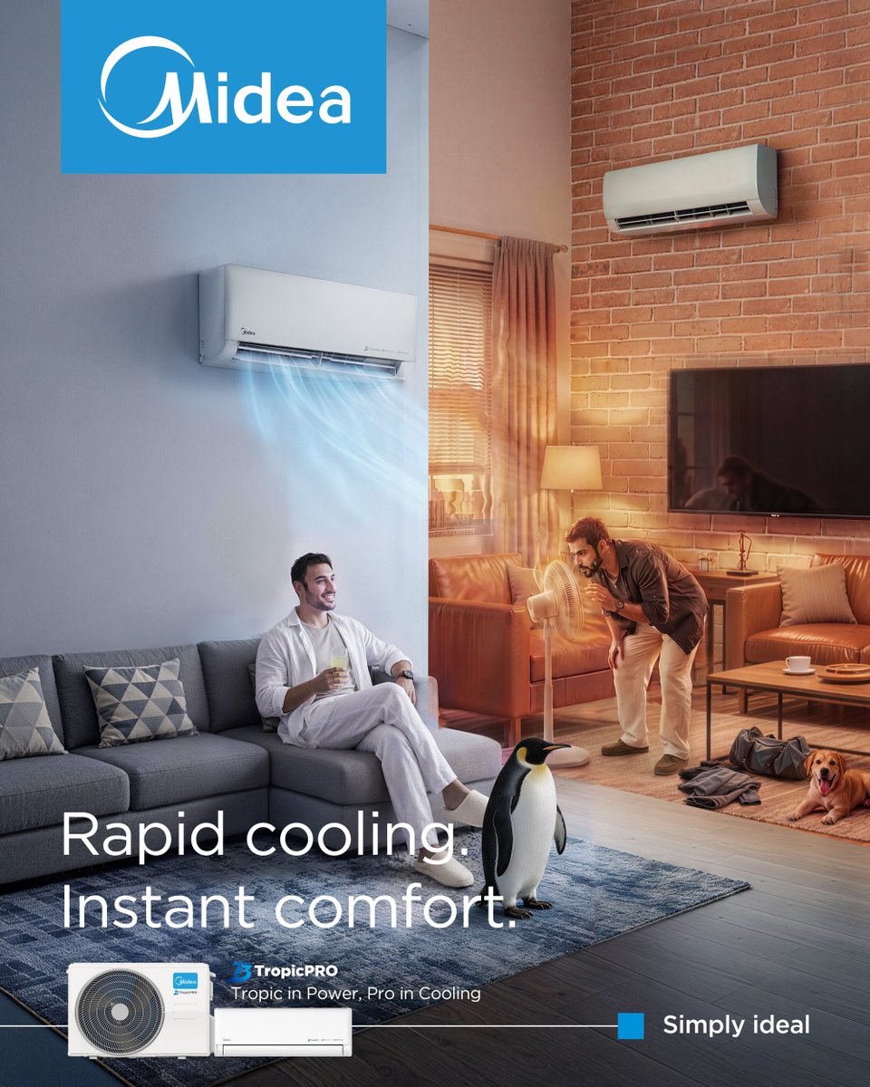 MideaShaker's tweet photo. Maximum cooling speed, zero waiting. 🚀💨

Midea’s rapid-cooling technology drops room temperatures instantly for whole-home comfort. ❄️

#MideaAC #RapidCooling #MideaComfort #T3TropicPRO #MideaMiddleEast #MideaShakerCompany https://t.co/Ph7wAjzYCo
