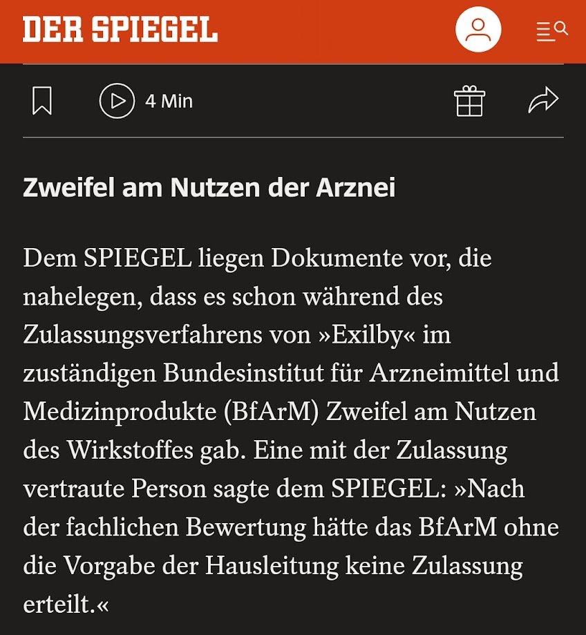 djpr's tweet photo. Eine mit der Zulassung vertraute Person sagte dem SPIEGEL: »Nach der fachlichen Bewertung hätte das BfArM ohne die Vorgabe der Hausleitung keine Zulassung erteilt.«
Noch Fragen? https://t.co/USq5CjjWdb