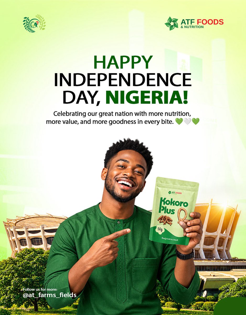 AT_farms_fields's tweet photo. Food independence begins with valuing what we grow.
Our indigenous crops hold opportunities for better nutrition, stronger food systems and healthier communities.
This Independence Day, we celebrate Nigeria and the resources that can nourish her future.
Happy Independence Day. 🇳🇬 https://t.co/3JR0VAF8zh