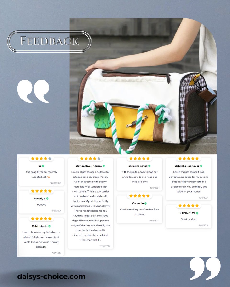 spazza101's tweet photo. The reviews are in: a 5-star sweep! Our pet carrier is the perfect fit for vet visits or flights, with breathable mesh, an easy-load zip top, and comfort in every detail. Pet parents love its quality, fit, ventilation, and easy cleaning. https://t.co/iiuriwJgRT