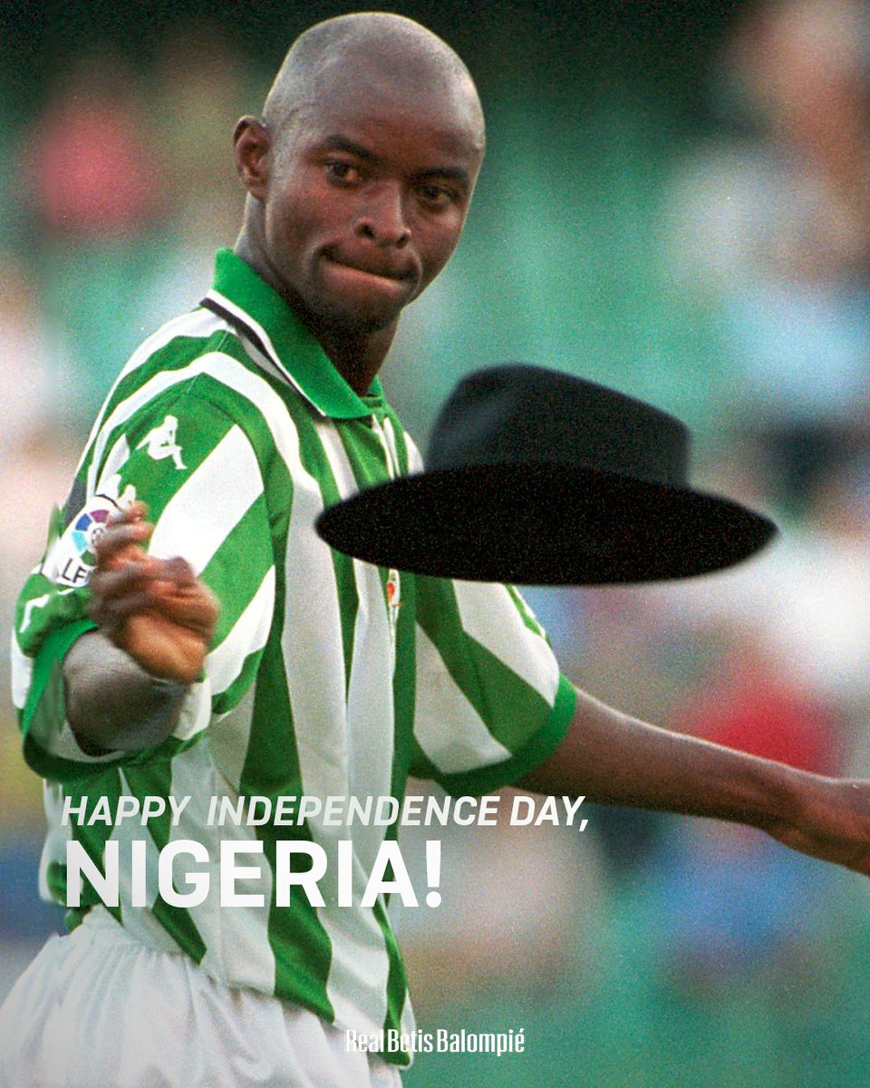 RealBetis_en's tweet photo. Happy 66th Independence Day to all of our friends in Nigeria! 🇳🇬

Na big honor to rock di same colors! 🟢⚪ https://t.co/H3r4cjLx5g