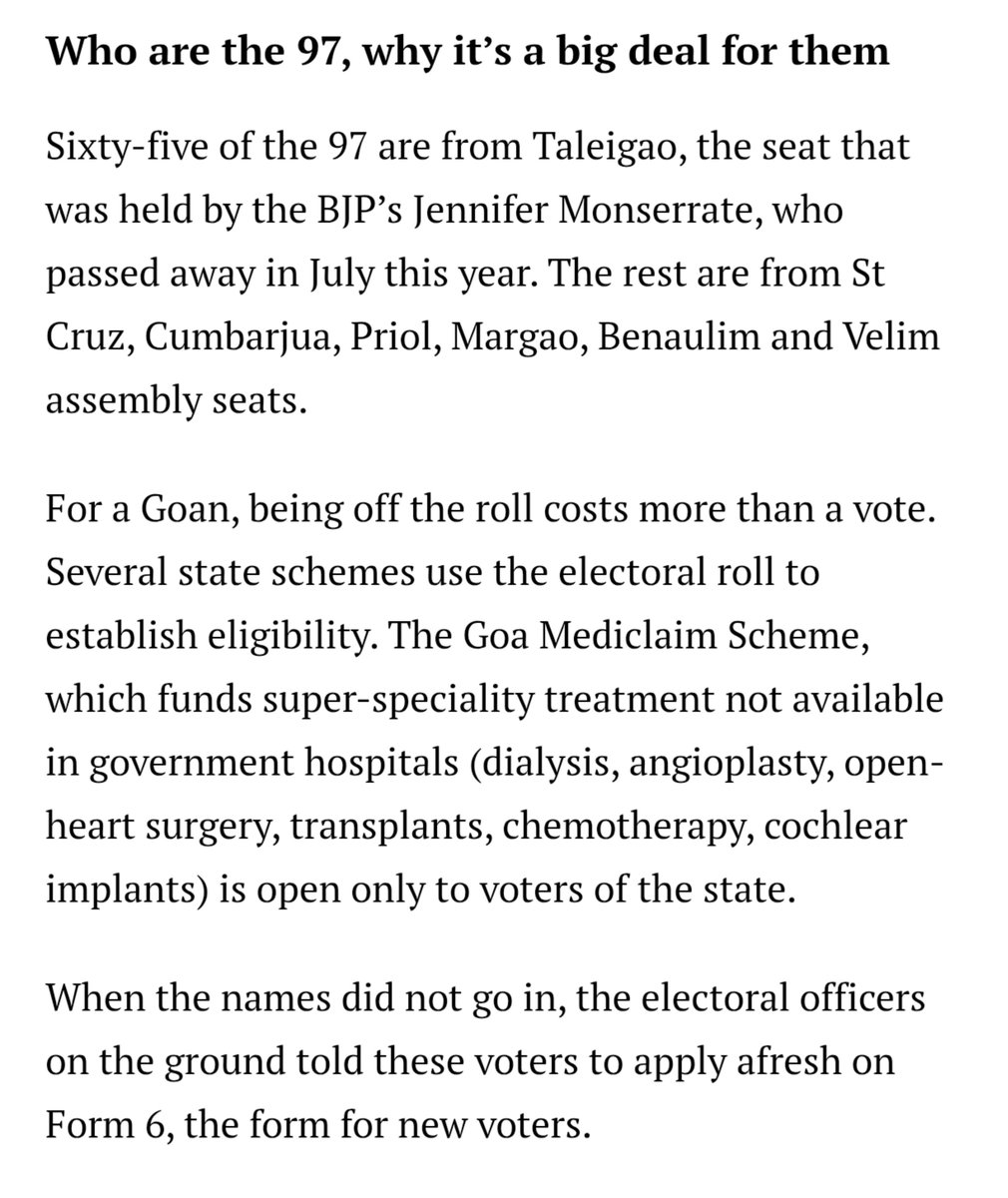 indicrealist's tweet photo. The fact that @RitikaChopra__ / @IndianExpress never mentioned that Portuguese passport holders were among those excluded in her 'dedicated report' tells you everything about the 'investigation' she conducted. 🤡

Why give unnecessary credibility to the ECI's SIR exercise in what is essentially a collusive libel hit-job against the ECI?

The right to be included illegally on the electoral roll for "health-scheme benefits" cannot come at the cost of diluting the value of legitimate votes and infringing on the benefits of genuine voters.

Such "journalism of collusion and conspiracy" must be brought down.

@desishitposterr