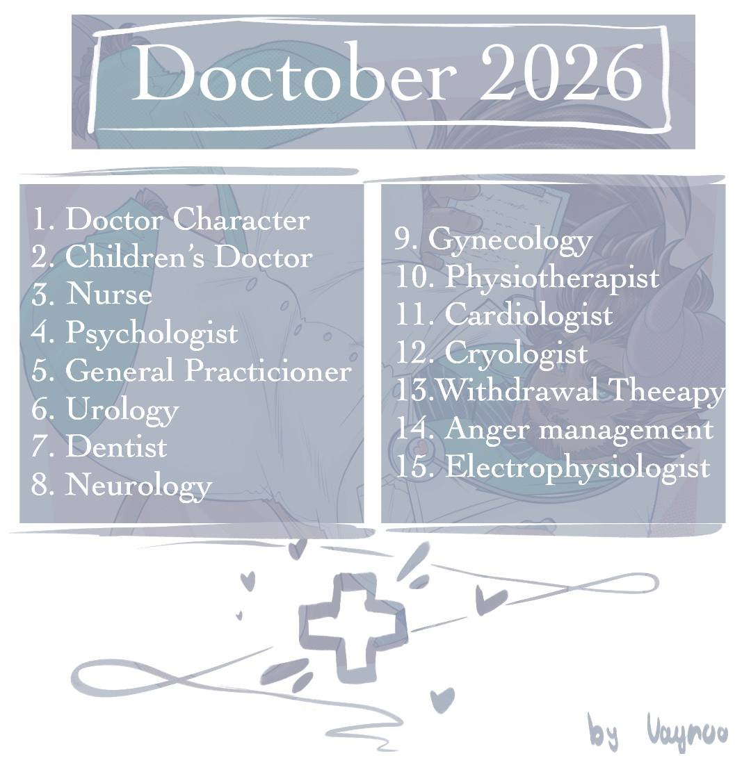 Sichivay's tweet photo. The voting landed on Doctober so thats what i'll be doing! I made this little challenge for myself but if anyone wants to join here's the prompt list! https://t.co/e5HGaKhHln