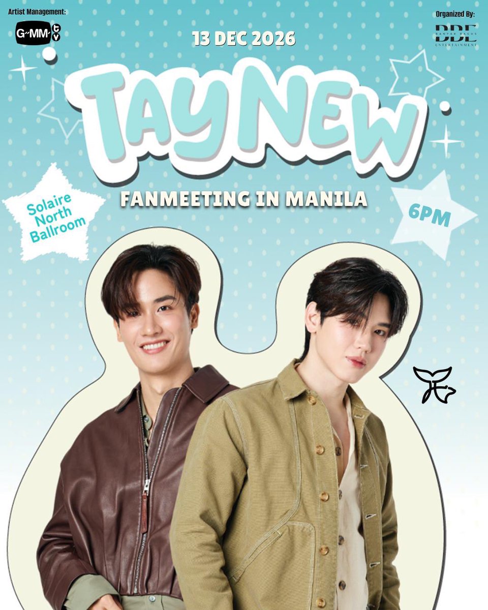 GMMTV's tweet photo. POLCAs! Christmas is about to get EXTRA SPECIAL this year as TAYNEW IS COMING BACK TO MANILA! 🎄✨

📍 Solaire North Ballroom
🗓️: December 13, 2026
⏰: 6pm

🎟️ : https://t.co/WyGpqB8HQG

General sale : October 11th 12pm (local time) 

#TayNewFMinMNL2026
#GMMTV https://t.co/6tF40g7rJ8