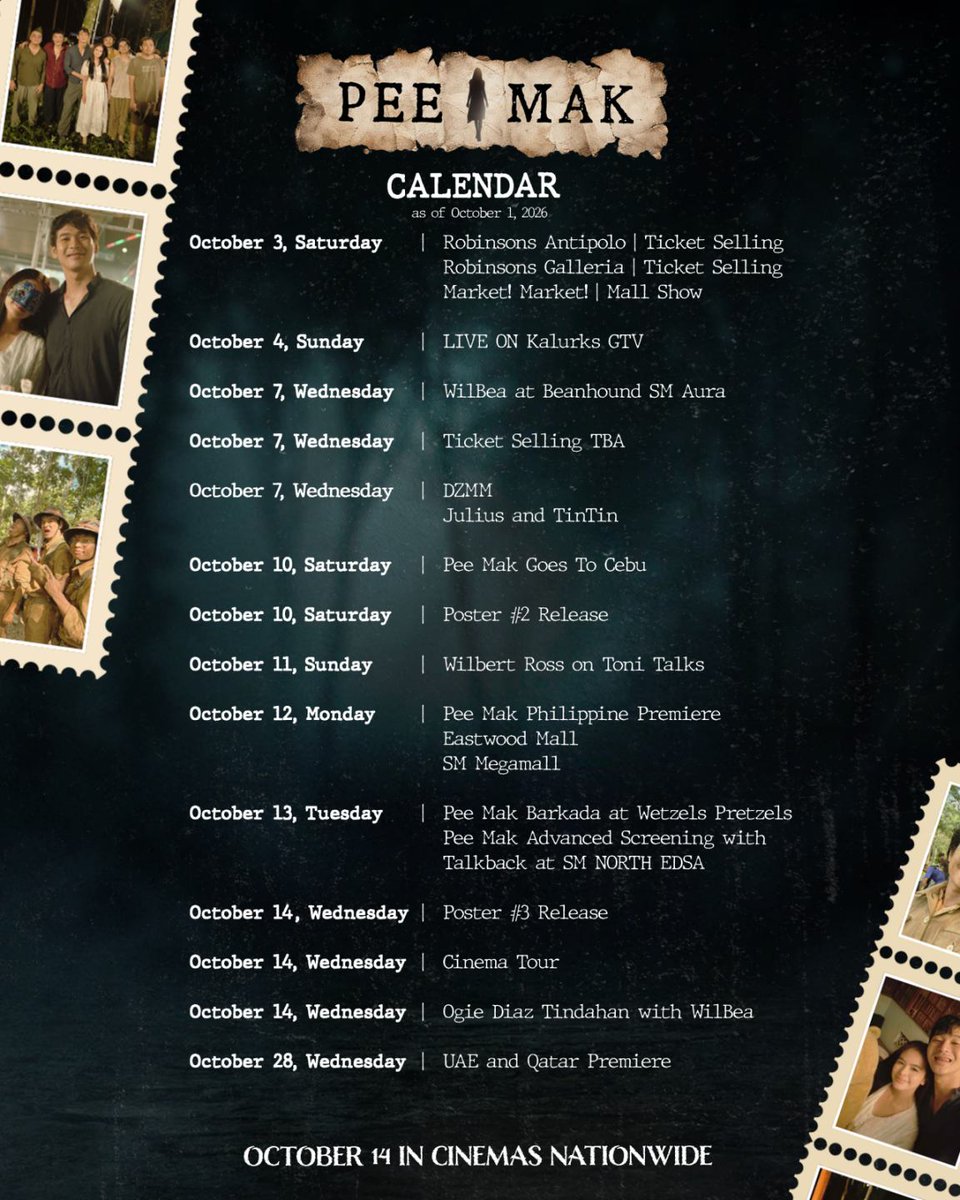 VIVA_Films's tweet photo. 🚨𝗕𝗘𝗦𝗛𝗜𝗘𝗦, 𝗔𝗥𝗘 𝗨 𝗥𝗘𝗔𝗗𝗬 𝗙𝗢𝗥 𝗧𝗛𝗜𝗦?! 🚨

Ito na ang mga ganap ng Pee Mak Barkada! 🤯 Save the dates at magkita-kita tayo physically and digitally 😯 Game ka na ba maging 𝗣𝗘𝗘naka 𝗠𝗔𝗞ulit na kabarkada? 🤩

#PeeMakPH #PeeMakAngPaglibot https://t.co/zdZVeR6nun