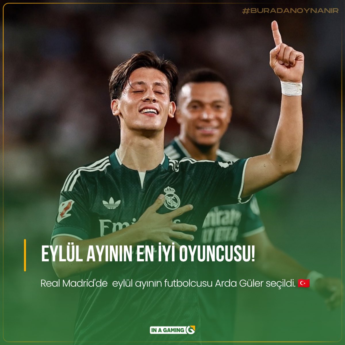 inasosyal's tweet photo. 🇹🇷 Real Madrid'de ayın futbolcusu Arda Güler seçildi. https://t.co/cWkhdkBfRO