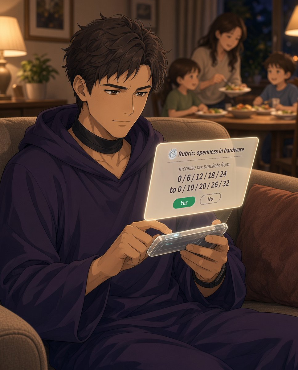 Zipcoin_eth's tweet photo. Veridia taxes hardware by how open it is, and you vote on the rates from your sofa after dinner.

From chapter 17 of Snowmoon. https://t.co/pK29Zp7ABm
