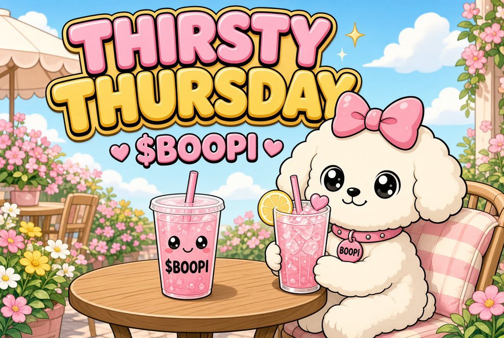 BoopiOnSOL's tweet photo. Happy Thirsty Thursday MFERS! 🧃

The only thing we’re truly thirsty for is that next green candle and a brand new ATH! 📈🚀🔥

Grab your drink, stay hydrated, and let's keep cooking. 💖✨

CA: 7fodN5Vn21kZdGfvA178ZNctqsZ2kCGVRHfFNEkboop

#$BOOPI #ThirstyThursday #Solana #Crypto #GM #CTO