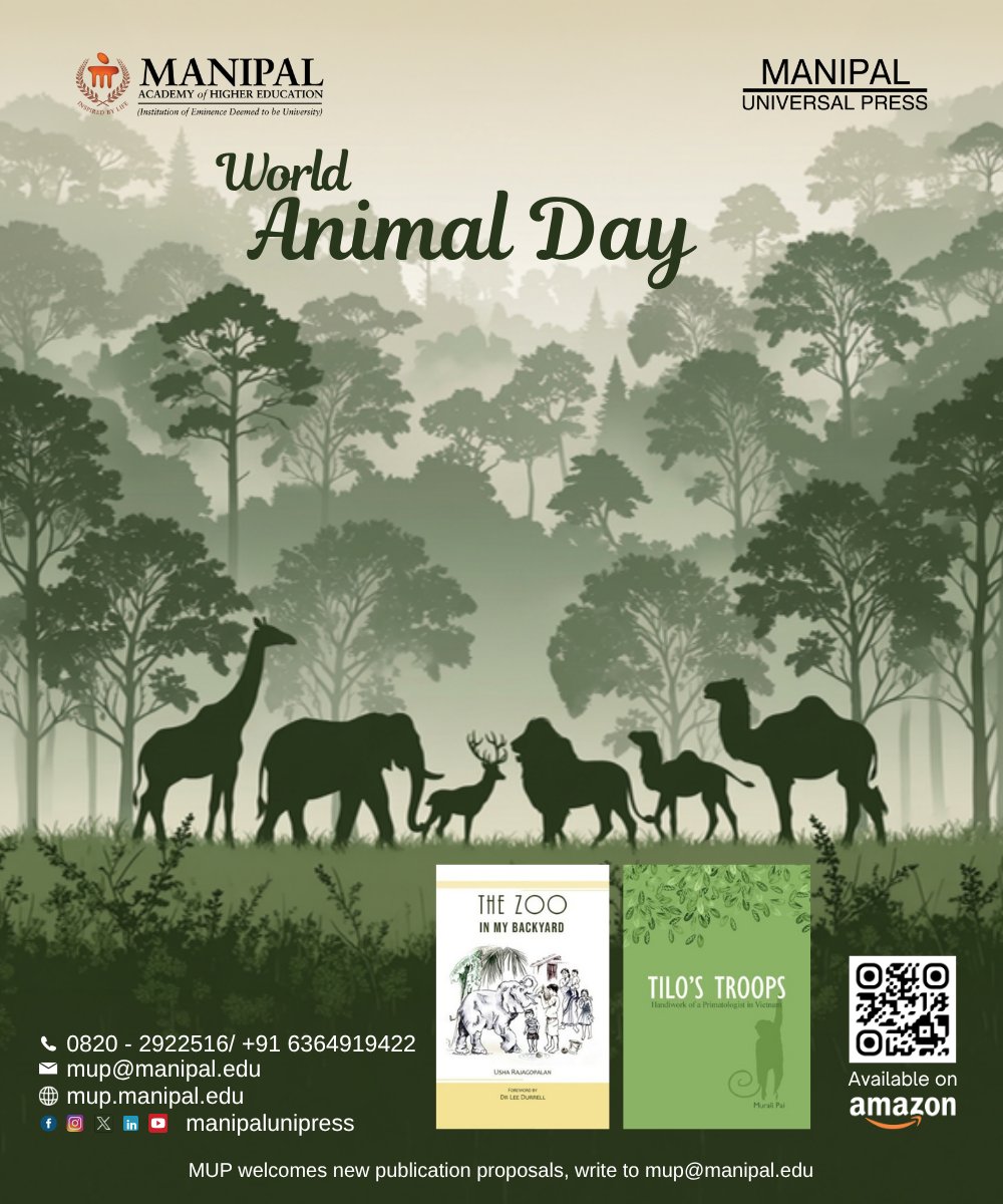manipalunipress's tweet photo. Protecting animals is protecting our planet’s balance. Happy World Animal Day! 🐾🌍🦁🐕🐋
#MAHEManipal #manipaluniversalpress #WorldAnimalDay #AnimalLove #ProtectWildlife #RespectAnimals #AnimalsMatter #SaveAnimals #AnimalAwareness #CompassionForAll #WildlifeProtection https://t.co/rVcpP39Uaf