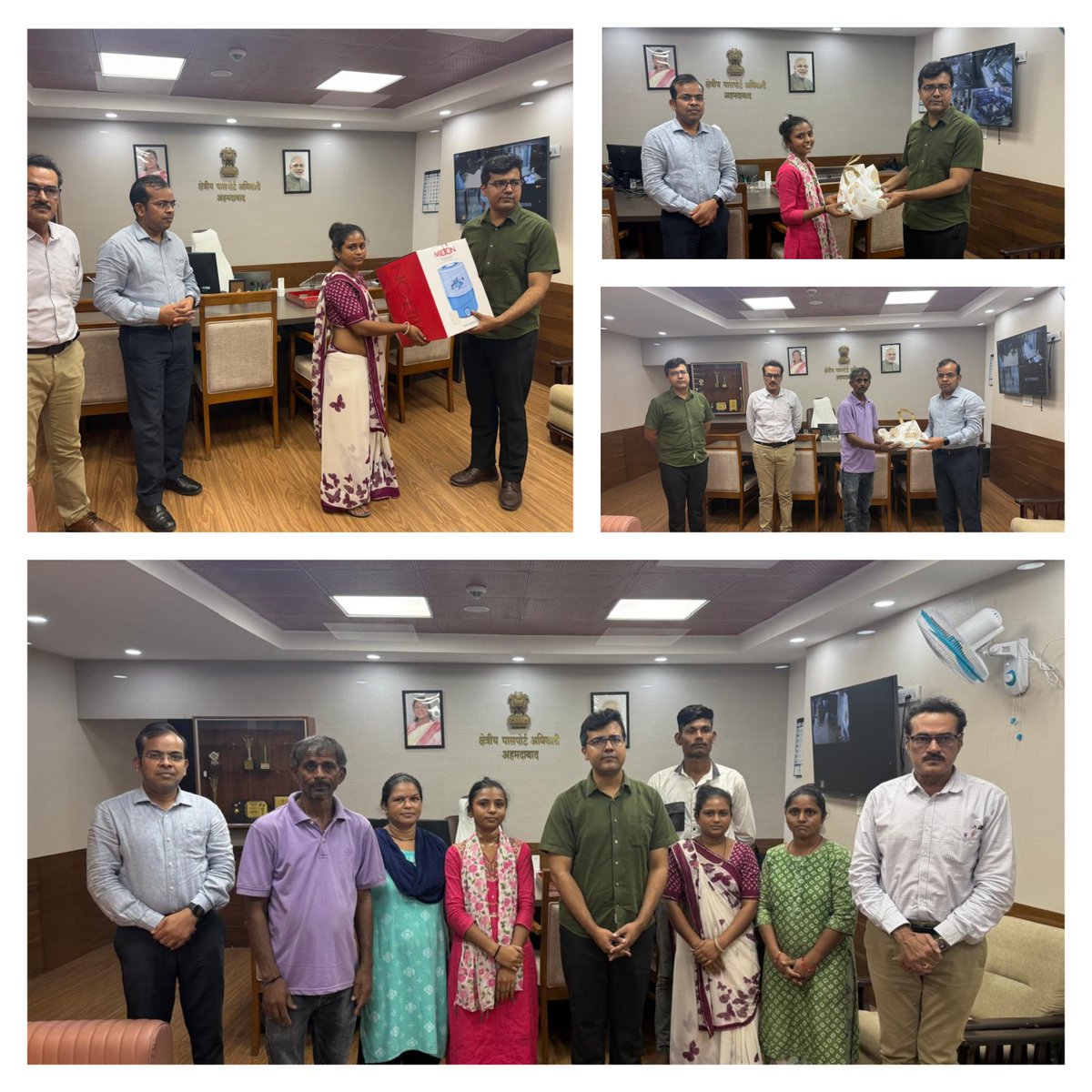 rpoahmedabad's tweet photo. As a part of SHS 2026, Regional Passport Office, Ahmedabad felicitated its 'Safai Mitra' to recognise their dedicated service towards maintaining a clean and a hygienic workplace.

#SHS2026 #SwachhataHiSeva2026
@SwachhBharatGov
@SwachhBharat
@MoHUA_India
@MoJSDDWS
@PMOIndia
@passportsevamea
@MEAIndia