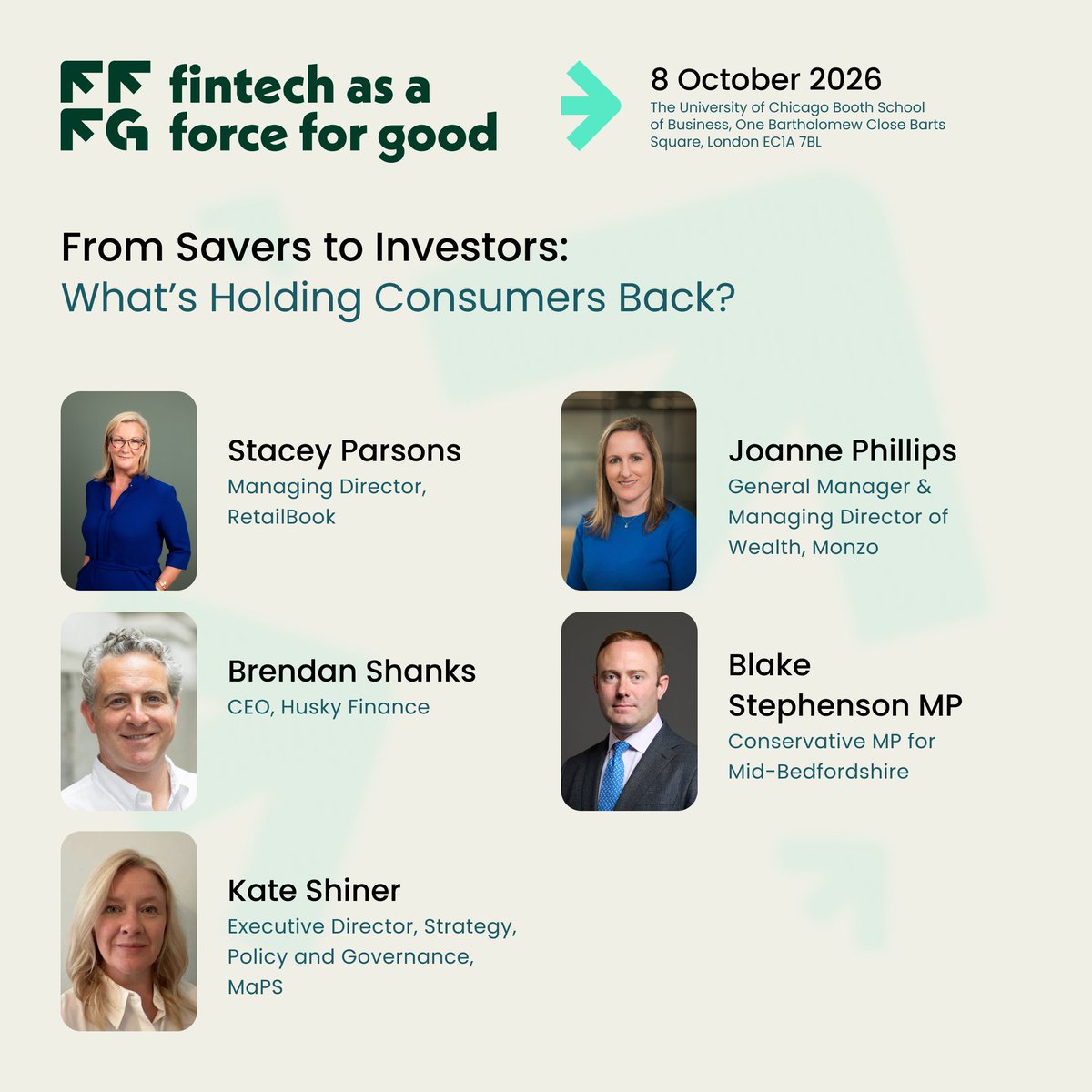 InnFin's tweet photo. Join us at #FinTechAsAForceForGood on 8 Oct in London for our panel "From Savers to Investors: What's Holding Consumers Back?"
#RetailBook @monzo
@huskyfinance 
@MoneyPensionsUK
Get your tickets  🎟️https://t.co/gNzhp50ZMD https://t.co/pKkpqtb4CF