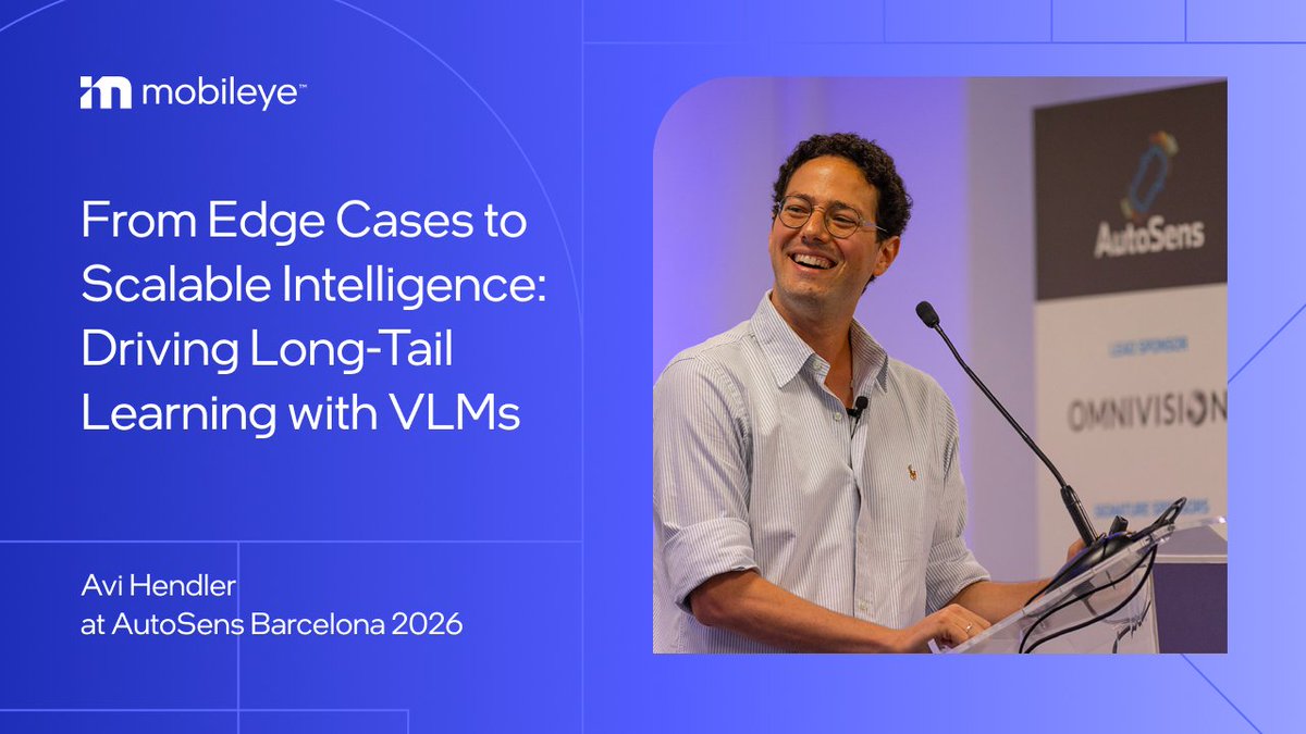 Mobileye's tweet photo. At AutoSens Europe, Mobileye Senior Principal Engineer Avi Hendler unpacked one of autonomous driving’s hardest challenges: the long tail. 
 
The difficult scenarios are not always the obvious ones. They can be rare, unexpected, or simply easy to miss in a dataset, and they often matter most.
 
In his session, "From Edge Cases to Scalable Intelligence: Driving Long-Tail Learning with VLMs", Avi introduced Meteor, an in-house framework for finding and analyzing long-tail driving scenarios. Using vision-language models, it helps identify rare events, investigate why a network fails, and surface the right examples to bring back into training.
 
The focus is not simply on adding more data, but on finding the data that can help systems learn and improve at scale.
 
Watch the full session here: https://t.co/xtau9qQ1JM