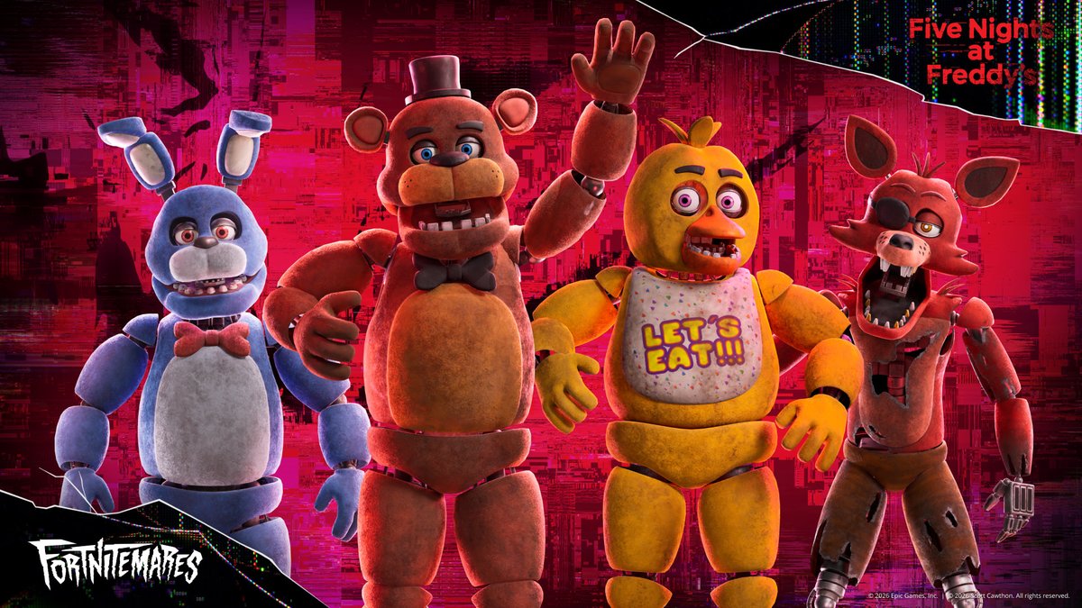 Fortnite's tweet photo. Can’t wait to meet you 🎶🍕 Five Night’s At Freddy's is now in the Shop! https://t.co/stpvfO1iHH