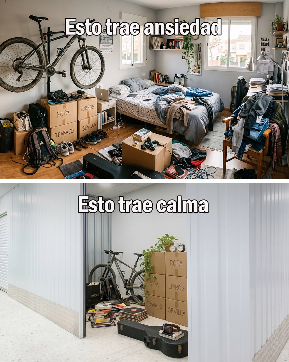 TrasterosPlus's tweet photo. Hay cosas que te llevas a todas partes… y otras que mejor dejar en un trastero 😂

La bici, la ropa de invierno, los libros de la carrera, las maletas, los recuerdos de tu ex… 👀

Si tu habitación parece más un almacén que un dormitorio, igual ha llegado el momento de hacer espacio 😏

En Trasteros Plus tenemos sitio para todo eso que no cabe en casa, pero que tampoco quieres tirar.

👉 Tú decides qué guardas. Nosotros ponemos el espacio.
