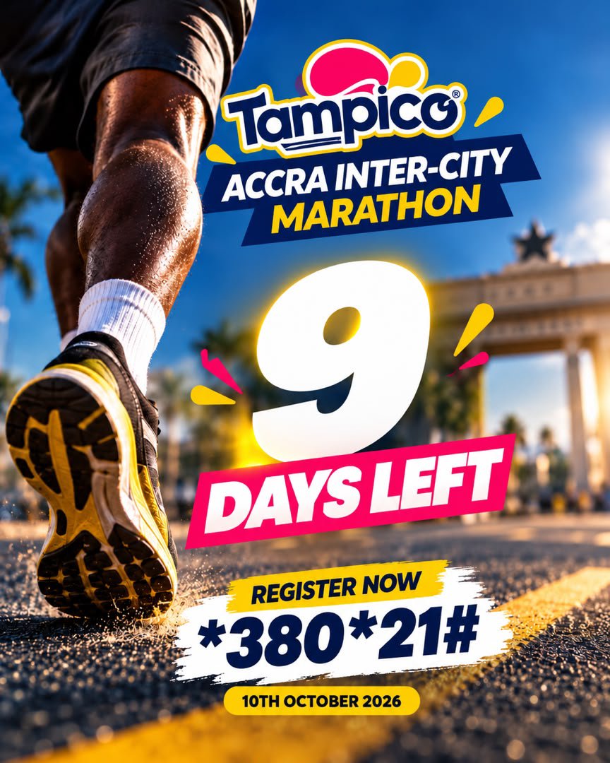 AthleticsNotch's tweet photo. 0⃣9⃣ days more. Have you registered? #athleticsnotchtv #GhanaNews #TampicoAccraInterCityMarathon https://t.co/khonXVecSc