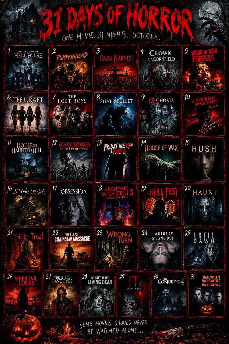 DerrickWalkerJ2's tweet photo. #31HorrorMovies31Days

Starts Today https://t.co/mH0uDusx2F