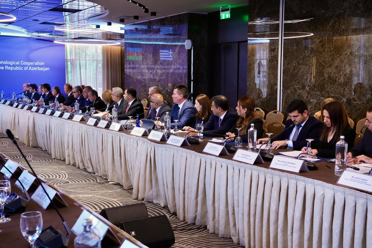 ParvizShahbazov's tweet photo. In Athens, we co-chaired the 6th meeting of the #IntergovernmentalCommission with Theoharis Theoharis, Deputy Minister of Foreign Affairs of Greece. We reviewed opportunities to expand bilateral partnership across all areas and advance new projects and initiatives. The signing of the #JointActionPlan for 2026-2028 in the field of #tourism, together with the agreements reached, will contribute to further strengthening our economic partnership.