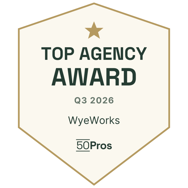 wyeworks's tweet photo. 🏅Proud to be recognized as a Top Agency for Q3 by 50Pros 🏅 https://t.co/z9Fkok0VTF