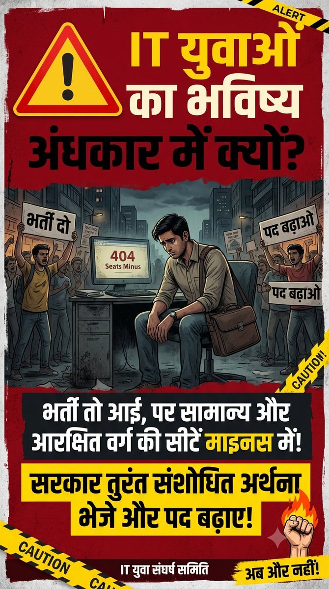 BCI_EK_MJK's tweet photo. 🚨 सरकार दे जवाब: IT युवाओं के साथ ये सौतेला व्यवहार क्यों?कंप्यूटर अनुदेशक भर्ती जारी कर सामान्य, OBC,EWS की सीटें माइनस में डाल दीं! जब PTI भर्ती के नियम बदल सकते हैं, तो कंप्यूटर शिक्षकों के पद क्यों नहीं बढ़ सकते?😡💻
#कंप्यूटर_अनुदेशक_पद_बढ़ाओ @rajcmo @Madandilawar https://t.co/OzKiHkbJPU