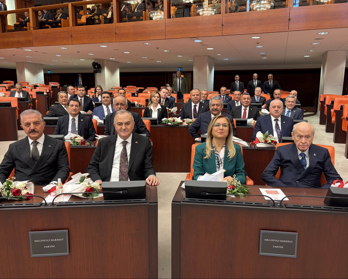 KverSemih's tweet photo. Genel Başkanımız Sayın Devlet Bahçeli @dbdevletbahceli 28. Dönem 5. Yasama Yılı açılışı için TBMM’de https://t.co/LF5AYGOGkX