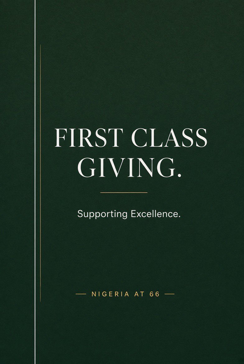 akintollgate's tweet photo. My bi-annual First Class Giving is open to “66 Recipients”.
If you are a Nigerian university student in 2nd, 3rd, final year or graduated in 2026, sitting on a first-class GPA, this is for you. Excellence should not be invisible.
How to enter:
1.  Comment a screenshot of your current GPA / statement of result
2.  Hide your phone number, address and account details
3. We will validate your student ID in the DMs before any support goes out

Supporting excellence. Not noise. Do not DM me! 

Happy Independence. Nigeria Forward 🇳🇬 💚