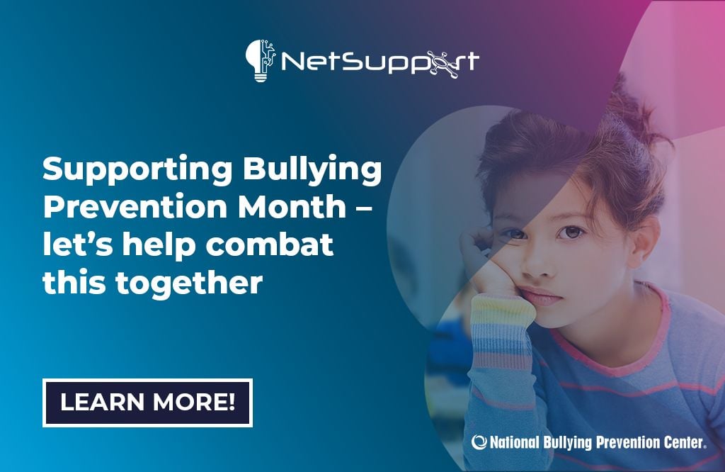 NetSupportGroup's tweet photo. October is National Bullying Prevention Month! 

Bullying is never a “rite of passage.” With 1 in 5 students experiencing bullying, creating safe spaces requires active empathy and proactive action – both in the classroom and online.

Much of modern bullying happens out of plain sight. NetSupport’s safeguarding tools (NetSupport DNA and https://t.co/r2M1BbCE8A) help educators spot concerning digital behavior early and intervene before a crisis escalates.

Let’s build safer, more inclusive school communities together. Learn more: https://t.co/IG3e6J5Ii6 

#BullyingPreventionMonth #SafeSchools #EDTech
