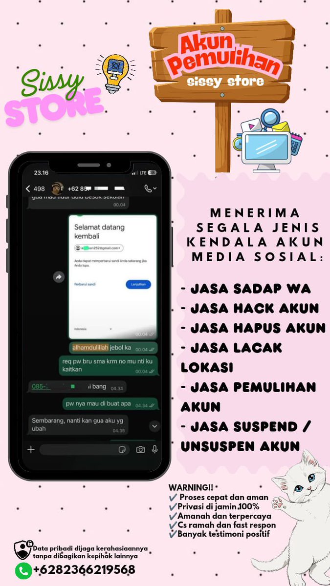 naicrel's tweet photo. ALL JASA  SOSMED AKUNYA✳️✅

📩 JASA HAPUS AKUN 
📩 JASA PULIHKAN &amp; BALIKIN AKUN LUPA PASWORD/KE HACK
📩 JASA LACAK LOKASI
📩 JASA SADAP WA
📩 JASA LACAK LOKASI
📩 JASA HACK / PEMULIHAN AKUN (EMAIL,IG,WA,TWITER / X, FB,TIKTOK,LINE)

AMANAH, FULL TESTIMONI &amp; CEK WAWA DI BlO YA📍 https://t.co/h2NiY2v3h1