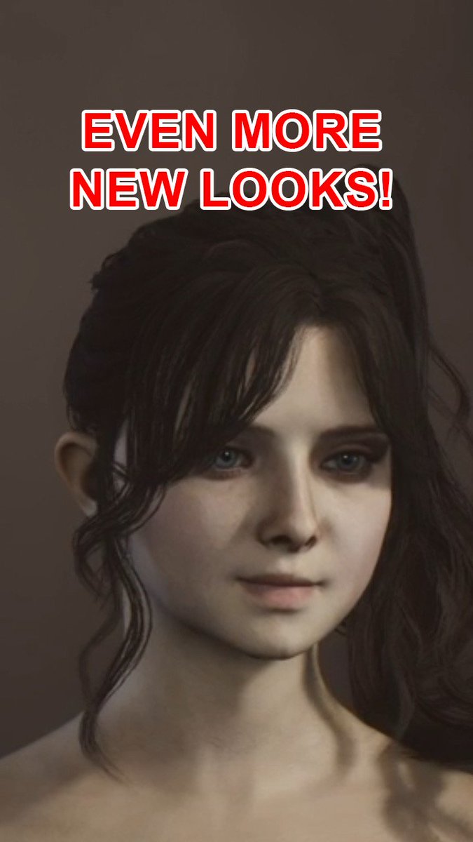 A dark-haired woman with blue eyes is featured in this promotional graphic displaying the text "EVEN MORE NEW LOOKS!" in red, relating to the post about customizable armor and weapon appearances in Norgan.
