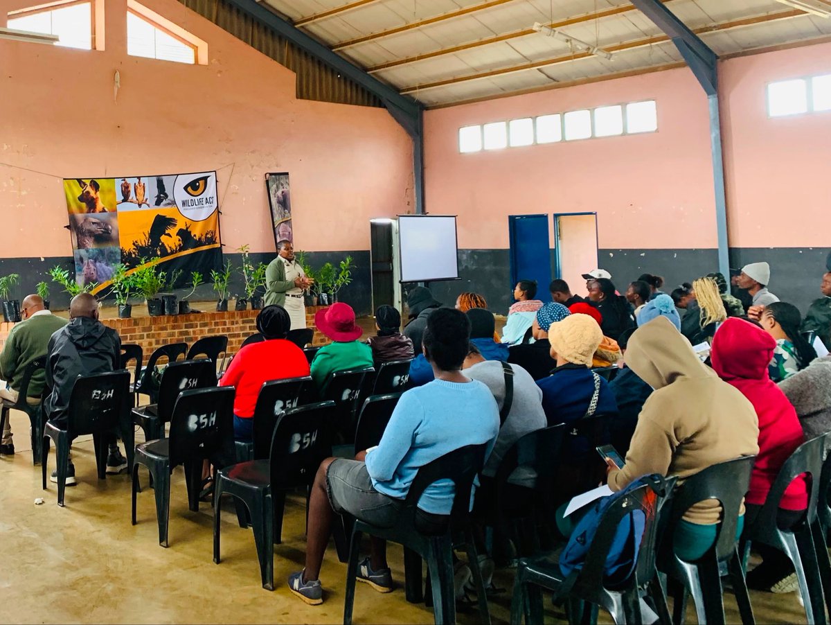 wildlifeact's tweet photo. A great day at Amakhosi Hall, Hlabisa! Young people, community members and partners explored how to protect wildlife and keep our environment clean. Ezemvelo KZN Wildlife donated indigenous trees, including the rare Pepper-bark. 🌳 #WildlifeACT #IndigenousTrees https://t.co/Ca7liAJmmr