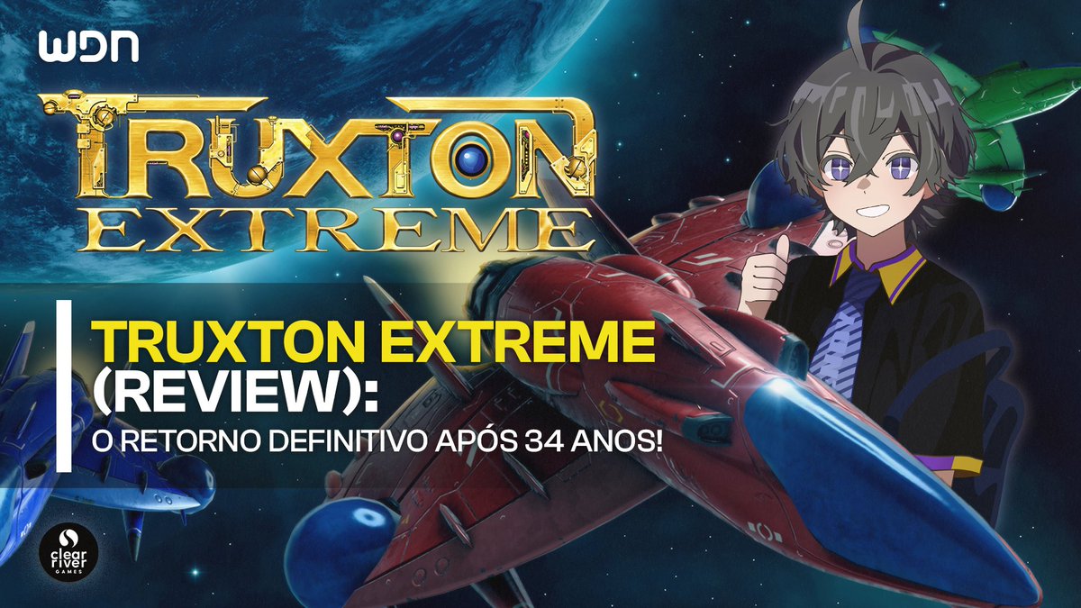 wdn_br's tweet photo. 🚀 Truxton Extreme (REVIEW): O Retorno Definitivo após 34 Anos!

➥ Confira a análise de @SuetsuguYuri no site: https://t.co/GoM3FwKIrL

• Produzido pela @TATSUJIN_Games e @clearrivergames
• Apoio: @OverloadComms e @SAVE_RAL
#Truxton #ClearRiverGames #EmbracerGroup #TOAPLAN https://t.co/unRiRxGzDB