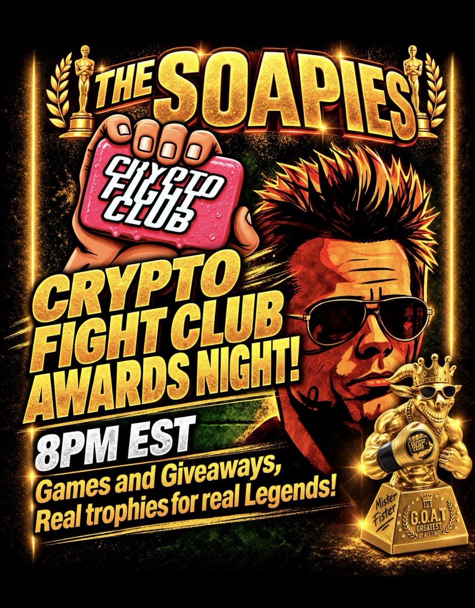 CFConSolana's tweet photo. The 1st Quarterly Crypto Fight Club Awards Night! 

🏆Tonight it’s about real trophies for real legends! 🏆

Space Link👇
https://t.co/aOdDuQvfrP https://t.co/YI37myrMaI
