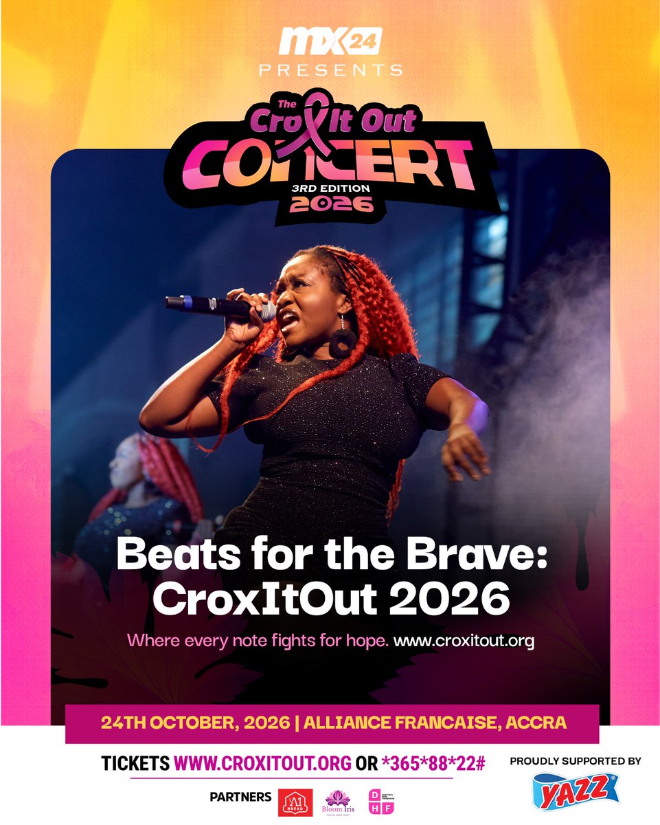 mx24gh's tweet photo. This month is for everyone facing breast cancer, everyone supporting a loved one and everyone keeping the conversation going. 💗
Let's show up for them at the #CroxItOutConcert. Bring your crew and your loudest love!
Go to https://t.co/5UULHqpS6d to get your early bird tickets for GHS 80 now!
#CroxItOut #BreastCancerAwareness
