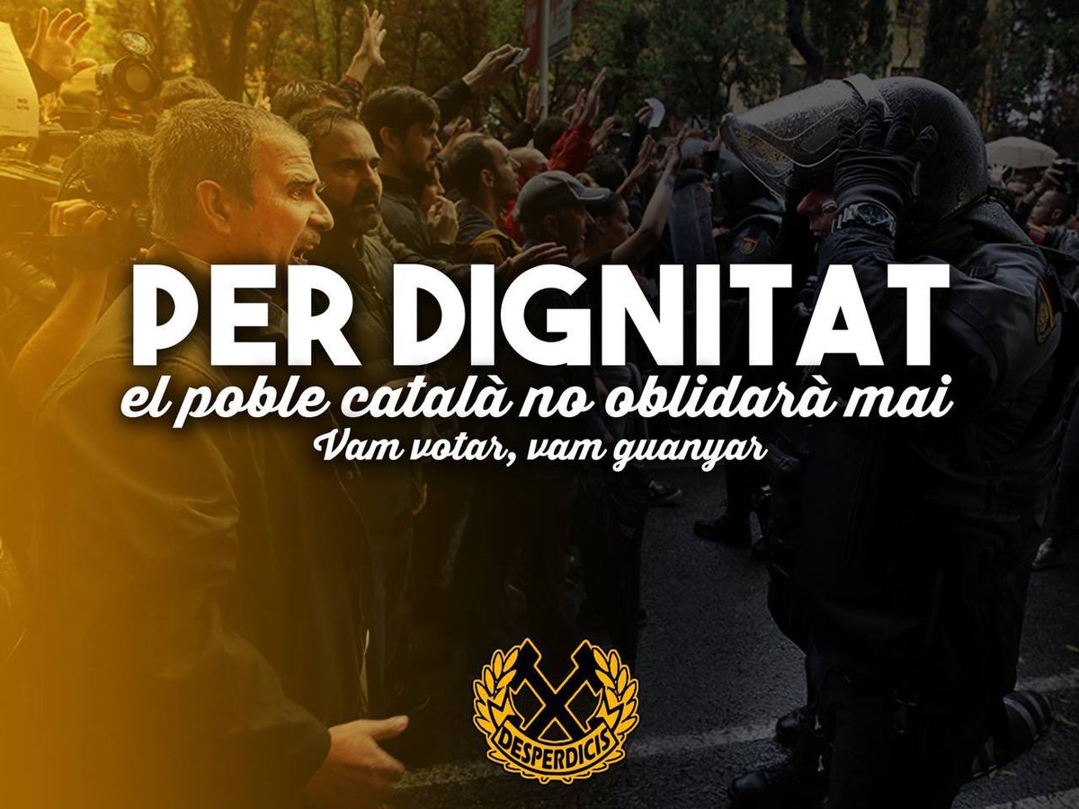 Desperdicis's tweet photo. Hi ha coses que no s’esborren amb els anys. Avui fa 9 anys de l’1-O i encara tenim ben present què va passar i què vam viure. El temps passa,  però la dignitat i les ganes de lluitar persisteixen. 

Ni oblit ni perdó. https://t.co/BJJuv6Iw60
