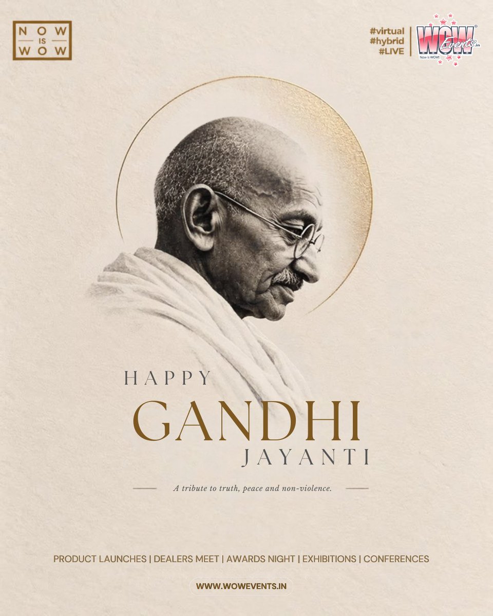 WOWEvents's tweet photo. As we remember Mahatma Gandhi, may his message of courage, integrity and non-violence remind us that meaningful change begins with each one of us.

𝗪𝗶𝘀𝗵𝗶𝗻𝗴 𝘆𝗼𝘂 𝗮 𝗽𝗲𝗮𝗰𝗲𝗳𝘂𝗹 𝗮𝗻𝗱 𝗺𝗲𝗮𝗻𝗶𝗻𝗴𝗳𝘂𝗹 𝗚𝗮𝗻𝗱𝗵𝗶 𝗝𝗮𝘆𝗮𝗻𝘁𝗶!
— 𝗧𝗲𝗮𝗺 𝗪𝗢𝗪 𝗘𝘃𝗲𝗻𝘁𝘀 https://t.co/dbwBPFGzar